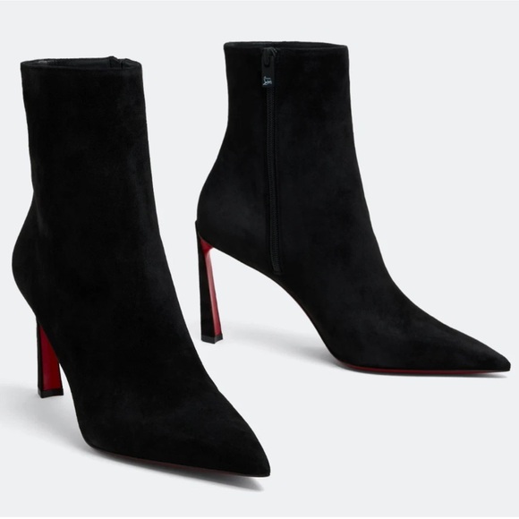 Christian Louboutin Condora Booty 85 Black Suede Pointed Toe Ankle Heel Boot 35 - Picture 3 of 14